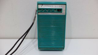 Vintage Jade 7 Transistor Radio Model 171 Turquoise Blue Teal Green
