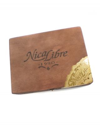 Great - Looking Nica Libra Torpedo Cigar Box W/ Hinged Lid,  1¾ X 7 X 9 Inches