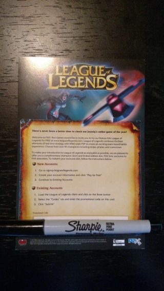 Extremely Rare League Of Legends Pax Sivir Skin Code Card