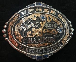 Trophy Rodeo Champion Belt Buckle Bareback Rider Riding