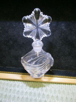 Vintage Clear Glass Perfume Bottle Decanter With Stopper 6 " Floral Star