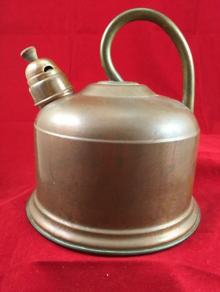 Vintage Antique Copper Water Tea Kettle Teapot Whistling Made In Portugal •nice•