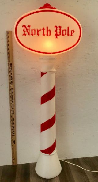 45 " Union North Pole Sign Lighted Plastic Blow Mold Christmas Decor Vintage 1991