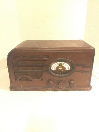Vintage Antique Airline Am Shortwave Tube Radio Wooden Case Parts Repair Restore
