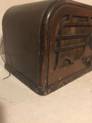 Vintage Antique AIRLINE AM Shortwave Tube Radio Wooden Case Parts Repair Restore 2
