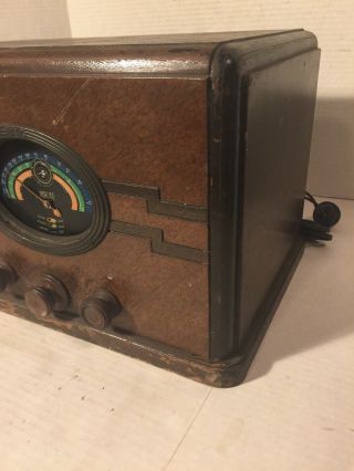 Vintage Antique AIRLINE AM Shortwave Tube Radio Wooden Case Parts Repair Restore 4