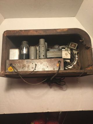 Vintage Antique AIRLINE AM Shortwave Tube Radio Wooden Case Parts Repair Restore 8