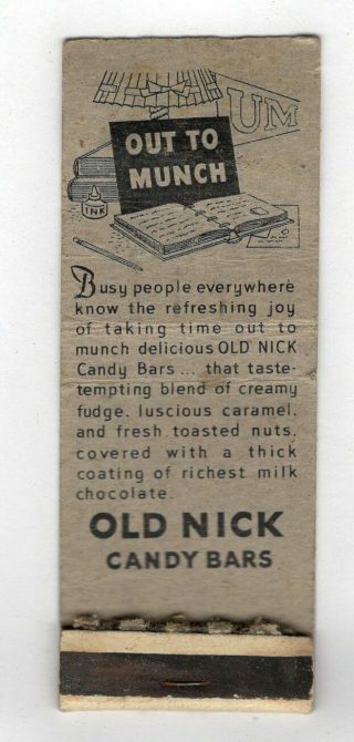 Old Nick Candy Bit O Honey Candy Vintage Matchbook Cover B6 2