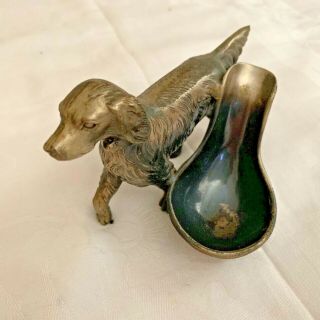 Vintage Retriever Dog Figurine Pipe Holder Rest Stand Tobacco Metal Rare