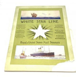 Antique White Star Line S.  S.  Oceanic Feb 15 1911 Brochure W/titanic Advertising