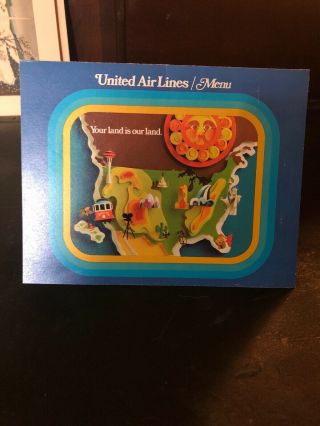 Vintage Travel Brochure United Airlines Seattle In Flight Menu