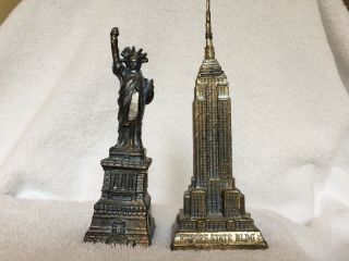 Vintage Metal Nyc Empire State Building And Statue Of Liberty Souvenirs