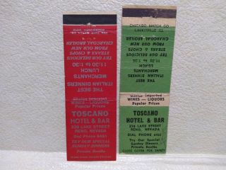 2 Early Matchbook Covers Toscano Hotel & Bar Reno,  Nv