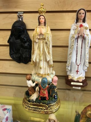 Our Lady Of Fatima Figurine Virgin Mary Virgen De Fátima Catholic 12”