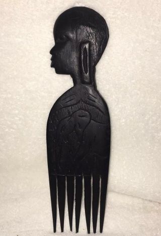 Vintage African Art / Hair Pick - Hand Carved Wood - Rare - Unique
