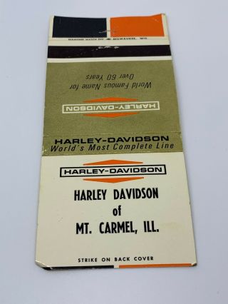 Vintage Matchbook Cover Harley Davidson Motorcycles Mt.  Carmel,  Illinois