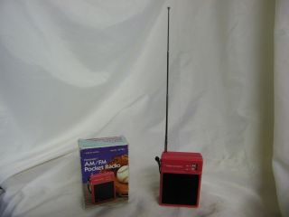 Vintage Red Realistic Radio Shack AM/FM Handheld Transistor Radio 2