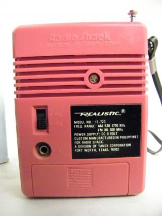 Vintage Red Realistic Radio Shack AM/FM Handheld Transistor Radio 4