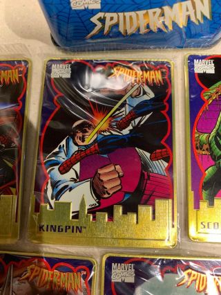 Spider - Man 5 Embossed Metal Cards Collectors Set in Tin 1996 Marvel Comics 5