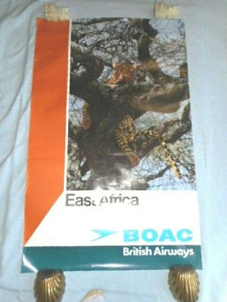 C 1970s Boac British Airways Poster East Africa Leopard In Tree Photo