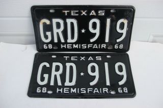 1968 Texas License Plate Pair Hemisfair