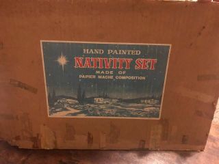 Vintage/antique? Musical Paper Mache Nativity Set Complete Silent Night Japan