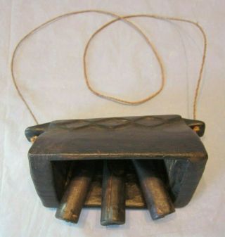 Wood Cow Bell Hand Carved From Laos Vintage Wooden Oxen Water Buffalo Neck Wear