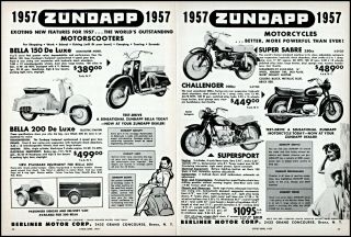 1957 Zündapp Motorcycles German Bella Challenger Vintage Photo Print Ad Ads42