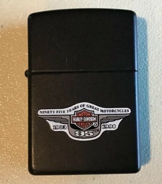 Black Zippo Lighter,  Harley Davidson 95th Anniversary Vintage 1998