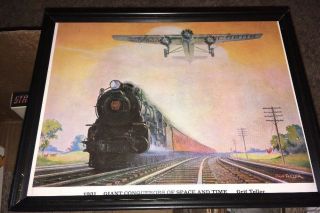 Signed Grif Teller 1931 Giant Conquerors Of Space & Time Railroad Train & Plane