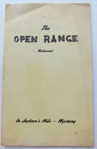 Vintage 1960s The Open Range Restaurant Menu Jackson Hole Wyoming