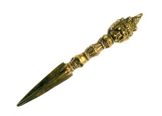 Tibetan 9 Inch Phurba Brass Phurpa Dagger Rituial Weapon From Nepal
