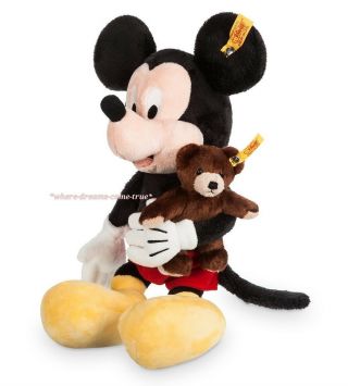 Disney Parks Mickey Mouse With Teddy Bear Plush By Steiff 13 1/2