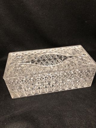 Vintage Retro Clear Lucite Plastic Vanity Tissue Box With Lid Cut Glass - Look