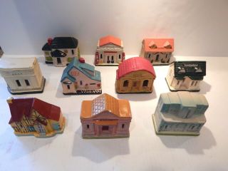 Vintage Ceramic Village Buildings - Made In Japan