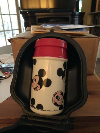 BEST L@@KING VintageDisney Aladdin Mickey Mouse Head Lunch Box w/ Thermos 3
