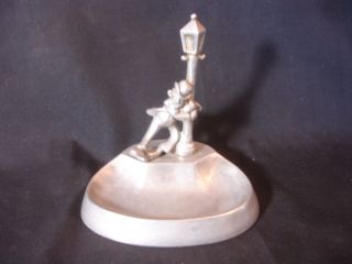 Pewter? Drunk Man Hanging On A Lamp Light Post Cigarette Ashtray Coin Dish