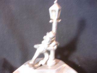 Pewter? Drunk Man Hanging On A Lamp Light Post Cigarette Ashtray Coin Dish 2