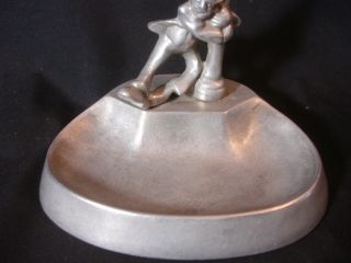Pewter? Drunk Man Hanging On A Lamp Light Post Cigarette Ashtray Coin Dish 3