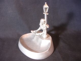 Pewter? Drunk Man Hanging On A Lamp Light Post Cigarette Ashtray Coin Dish 4
