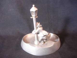 Pewter? Drunk Man Hanging On A Lamp Light Post Cigarette Ashtray Coin Dish 5