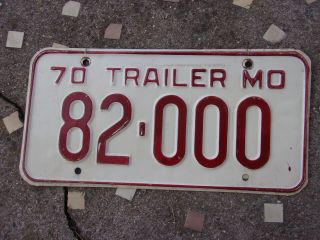 Fair Missouri 1970 Trailer License Plate Sign Tag Man Cave Red On White 82 - 000
