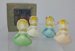 Vintage Box Set Of Easter Tavern Candles,  Bonnet Girls
