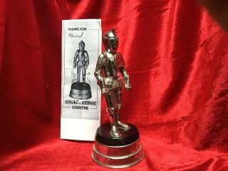 Vintagehamilton Knight On Pedestal Cigarette Lighter Music Box 8 1/2 " Tall