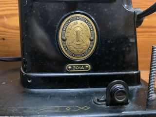 Singer 301A Sewing Machine 1953 short bed Black W/Case & Accessories 8
