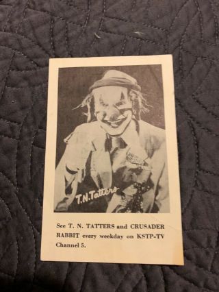 Vintage Postcard T.  N.  Tatters & Crusader Rabbit 5 " X 3 " Kstp - Tv Channel 5