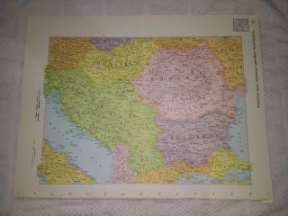 1963 Map Of Yugoslavia Hungary Romania & Bulgaria - Map Of Italy On Back