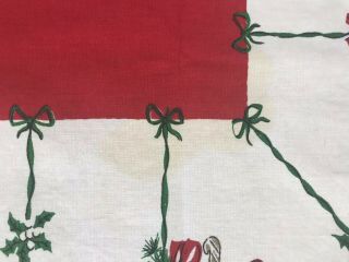 Vintage Christmas Tablecloth Hanging Shiny Brite Ornaments Santa Noel Stockings 4