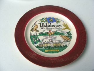 Oklahoma State The Sooner State Capitol Souvenir Plate Homer Laughlin H549b