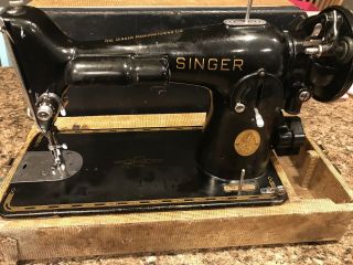 Vintage 1947 Singer Sewing Machine Model 201 - AH188596 W/ Case and Pedal - Runs 2